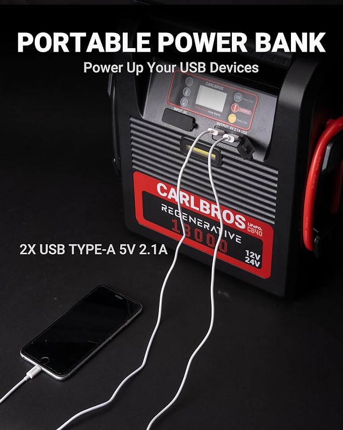 CB40 Heavy Duty Jump Starter, 40S Fast Recharge, 18000A 12/24 Volt Battery Jump Pack for Gas & Diesel Engines Up to 45L, LiFePO4 Commercial Battery Jumper Box for Truck