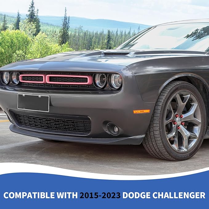 Front Grille Inserts Grill Guard Compatible with 2015-2024 Dodge Challenger Exterior Accessories, Pink
