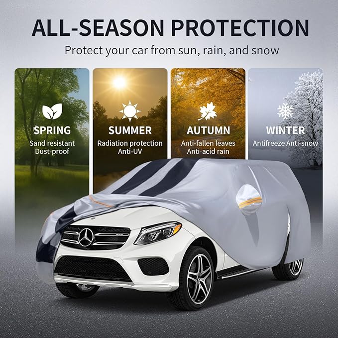 10 Layers Car Cover Custom Fit for Mercedes Benz GLE 350/400/450/580, 43/53/63AMG 2015-2026 100% Waterproof All Weather, Gift with Towel, Heavy Duty Covers for Rain Sun UV Protection with Door Zipper.