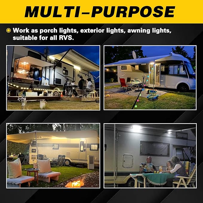 SKTYANTS 9 Inch RV Exterior Porch LED Light,RV Awning Light 12V RV Camper Porch Lights Outdoor Canopy Roof Lamp