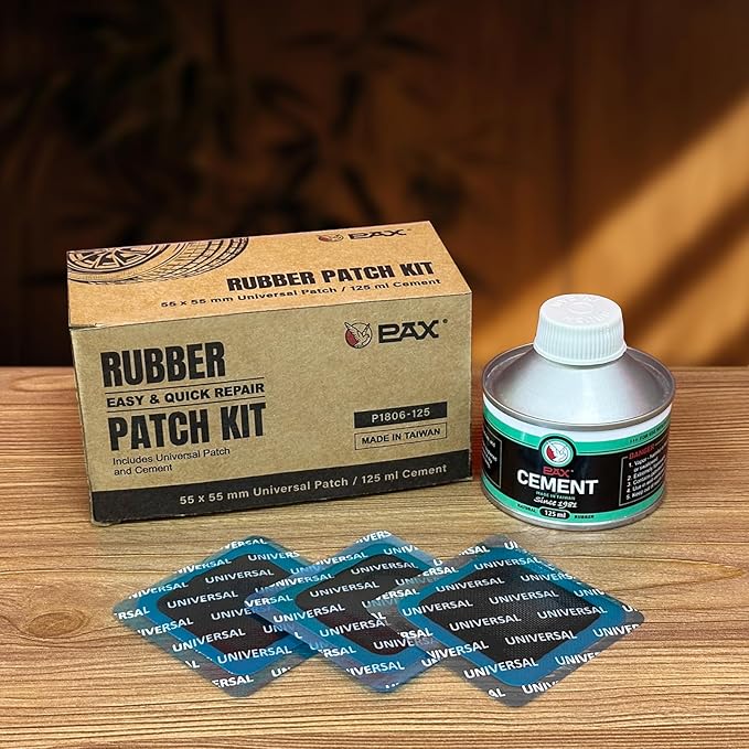 PAX 30Pcs 55x55mm Heavy Duty Square Universal Tube and Tire Patch Kit with 1Pc 250ml Green Cement Glue for Bike, Motorcycle, Car, Truck, Radial and Bias Tire Repair, Automobile, Inflatable Rubber
