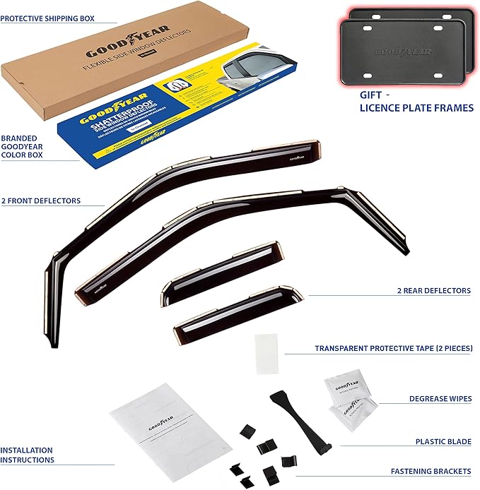 Goodyear Shatterproof in-Channel Window Deflectors for Ford F150 2021-2026 SuperCab, Rain Guards, Window Visors for Cars, Vent Deflector, Car Accessories, 4 pcs - GY003495