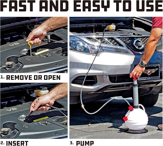 Powerbuilt Oil and Fluid Extractor 6.3 Quart (6 Liter), Manual Liquid Pump Extract and Transfer, Automotive, Engine, Transmission, Radiator, 647570