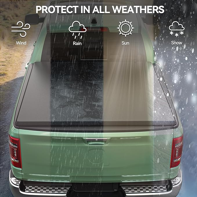 LEDKINGDOMUS Soft Quad Fold Truck Bed Tonneau Cover Fits for Dodge Ram 1500 2009-2025 (Incl. Classic & New), 5.7ft Bed (67") Without Rambox