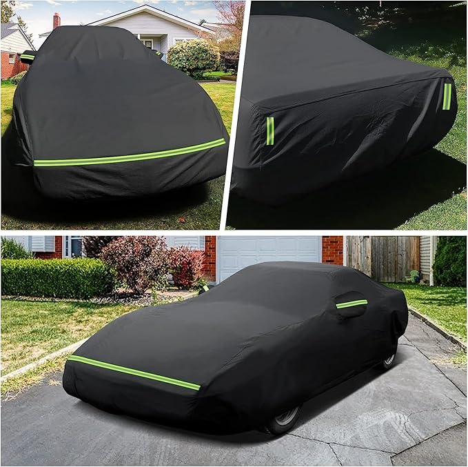 for C6 Corvette Full Car Cover Waterproof, Outdoor Car Covers Windproof Heavy Duty All Weather Waterproof Protection Universal Custom Compatible with C6 2005-2013 Chevy Corvette(Black)