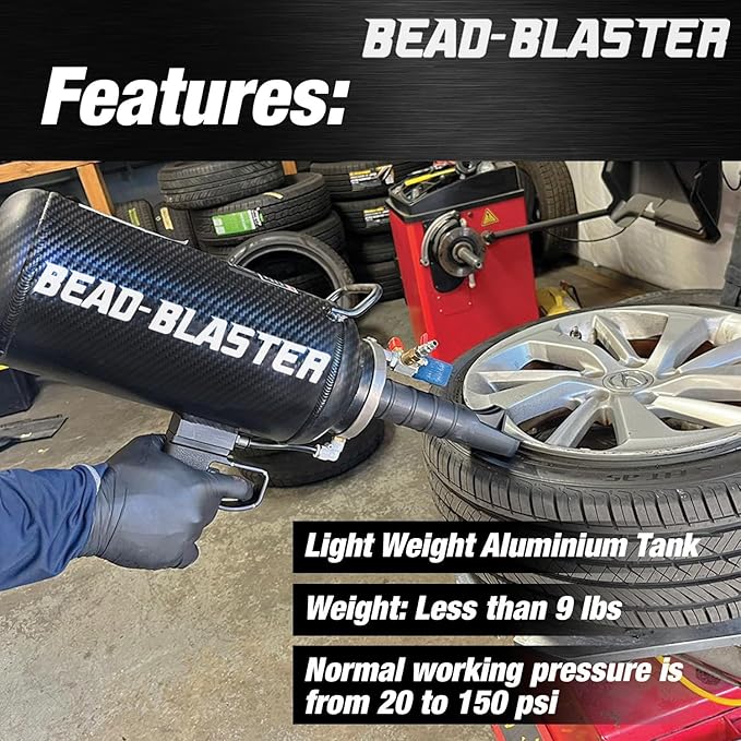 LAUCO Handheld Tire Bead Seater - Professional Automotive Tool, Carbon Fiber Bead Seater Blaster Tool with Rapid Air Release, Tire Inflator for Cars/Trucks/Commercial Vehicles(2.6-gal Tank /12 Liter)