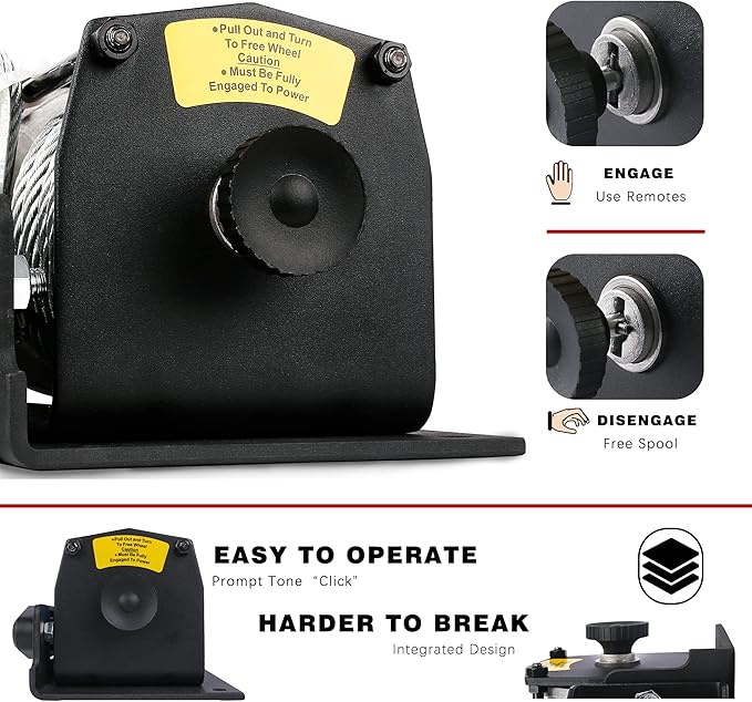 X-BULL 12V 3000LBS Steel Wire Electric Winch for Towing ATV/UTV Off Road with Mounting Bracket Wireless Remote