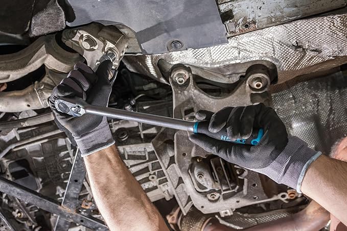 Hazet HiPer 916HPL Fine-Tooth Reversible Ratchet 1/2 Inch Square Extremely Load 1000 Nm Fine-Toothed 90 Teeth 4° Actuation Angle Extra Long 415 mm