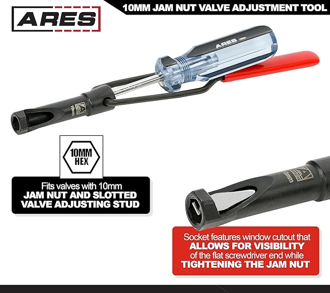 ARES 15094 – 10mm Jam Nut Valve Adjustment Tool – Easily Loosens Tight Jam Nuts with Window Cut Out for Positioning – for Honda, for Toyota, for Nissan, and Other Japanese Engines