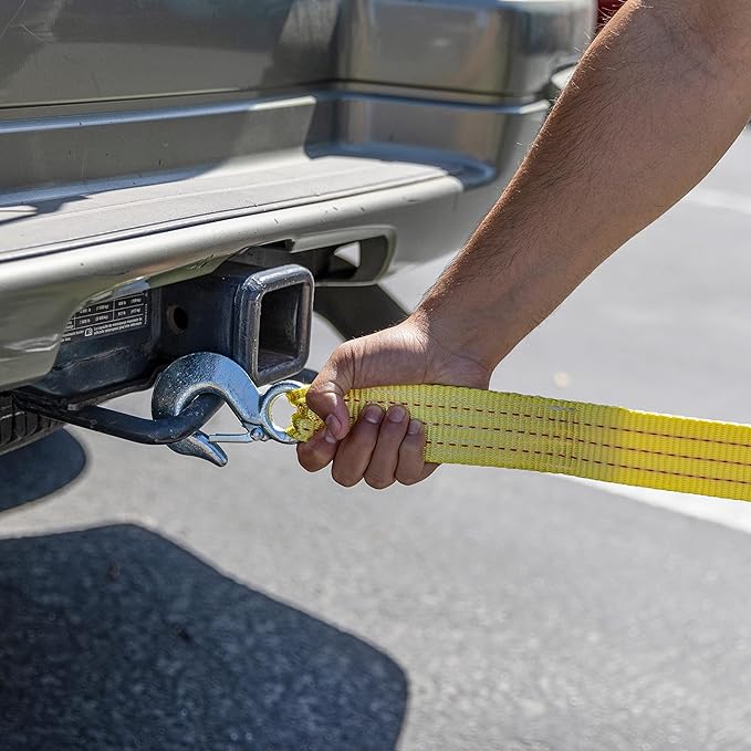 NEIKO 51005A Heavy-Duty Tow Strap with Hooks 2 Pack, 2 Inches by 20 Feet, Woven Polyester Webbing, and 10,000-Pound Capacity, HD Truck Recovery Strap and ATV Tow Strap, Tow Rope for Vehicles