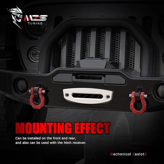 MZS 3/4" D Ring Shackles, 80,000 lbs (40T) Break Strength Shackles with 7/8" Pin Use with Tow Strap Winch Accessories for Off-Road Truck ATV UTV SUV Recovery Towing Red (Pack of 2)