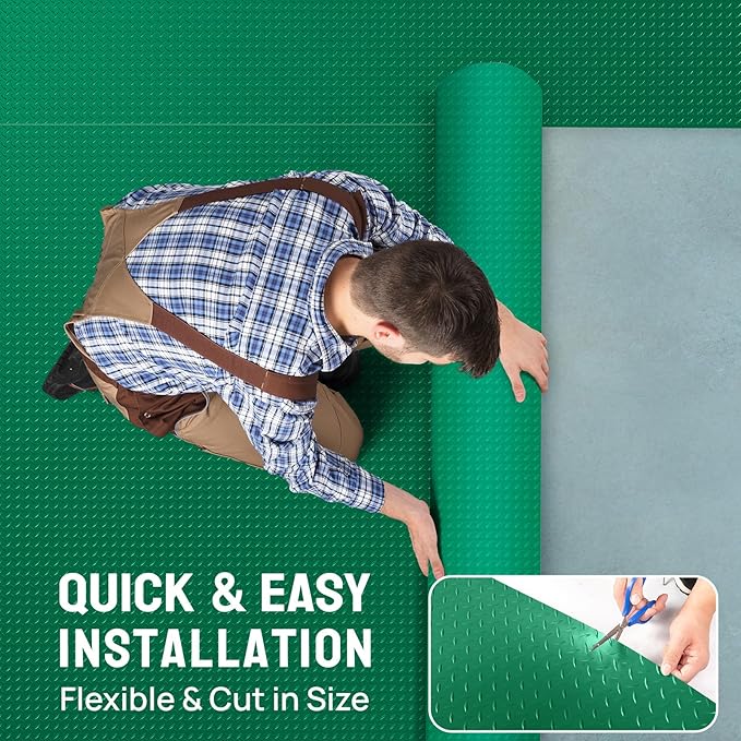 TUFFIOM 7.5 x 20 FT Garage Floor Mat, Thickened Diamond Plate PVC Garage Mats Flooring Roll for Under Car, Garage Parking Mats for Floor Large SUVs, MPV, Pickup Truck