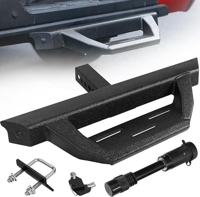 Double Layer 2" Receiver Truck Hitch Step, Carbon Steel with Dual-Stage Black Powder, Anti-Slip Trailer Hitch Step, Universal Fit for Trucks Car Van SUV