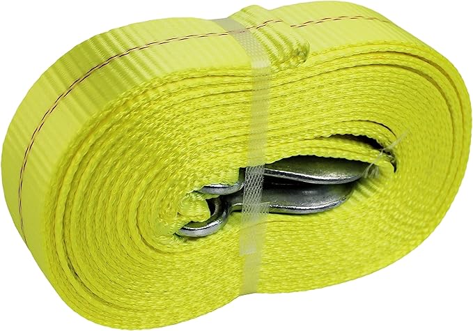HFS(R) Heavy-Duty Tow Strap with Hooks | 10,000-Pound Capacity | Woven Polyester Webbing |HD Truck Recovery, ATV Towing, and Vehicle Rescue |Tow Rope for Versatile Applications 2 Inch X 30 Ft