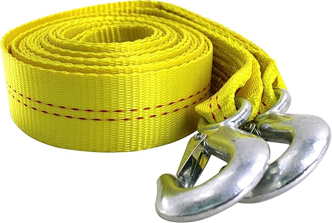 HFS(R) Heavy-Duty Tow Strap with Hooks | 10,000-Pound Capacity | Woven Polyester Webbing |HD Truck Recovery, ATV Towing, and Vehicle Rescue |Tow Rope for Versatile Applications 2 Inch X 20 Ft