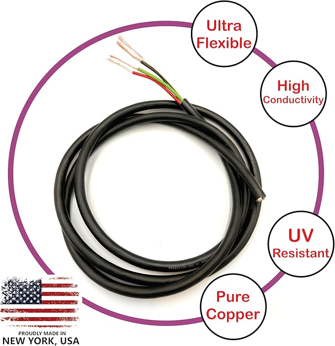 NATIONAL Wire & Cable – 14 AWG 4-Conductor Premium Copper Wire, 250 ft, Stranded | Made in USA, Heavy-Duty Flexible Jacket | Automotive, Low Voltage, LED, Lights, DIY, Indoor and Outdoor Use
