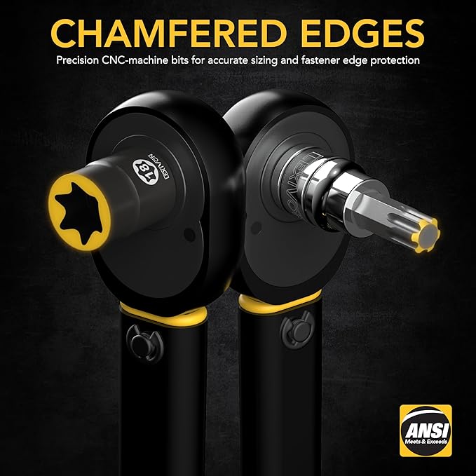 LEXIVON Master Torx Bit and Socket Set, Premium S2 Alloy & Cr-V Steel | 25-Piece, Bit Socket T8-T60 & E-Torx E4-E22 | Heavy-Duty Storage Case (LX-148)