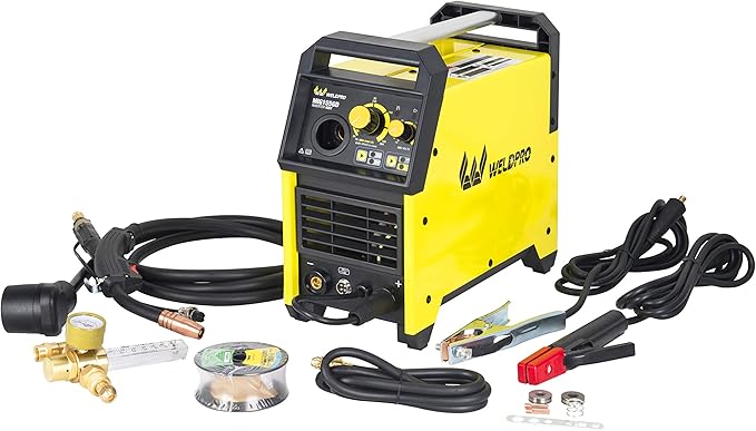 Weldpro 155 Amp MIG Welder, 110V/220V Flux Core MIG/Gas MIG/Spool Gun/Stick 4 in 1 Welding Machine with Synergy, IGBT Inverter Portable Gasless Welder Equipment, Aluminum Spool Gun Compatible