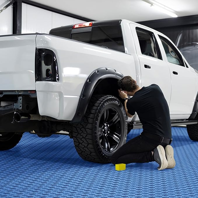 VEVOR Interlocking Garage Floor Covering Tiles, 12x12x0.53 inch, 50 Pack, Non-Slip Double-Sided Texture, for Garages, Basements, Repair Shops, Blue