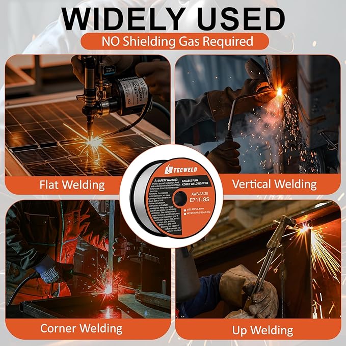 0.30" Flux Core Welding Wire - E71T-GS Gasless, Low Splatter, Mild Steel MIG Wire - Fits Most MIG Welders - 2 lb Spool
