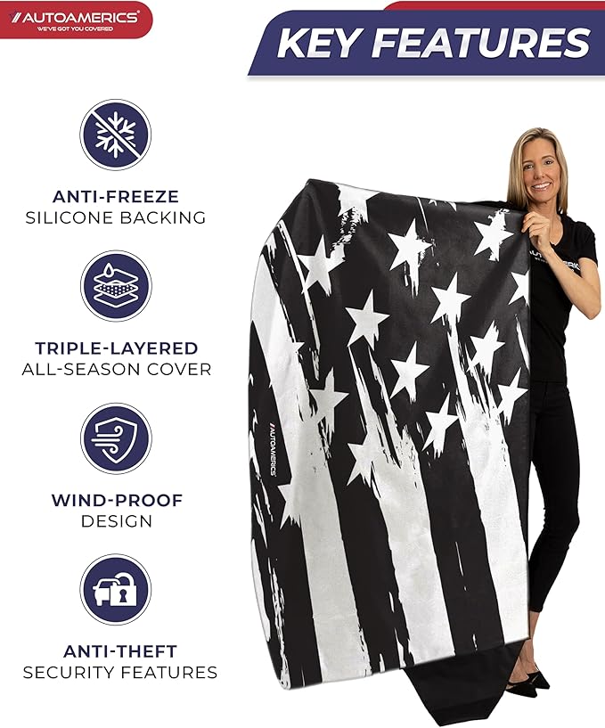 AUTOAMERICS Windshield Snow Cover - Windshield Cover for Ice and Snow - Waterproof Shield Window Protector for Car Truck SUV