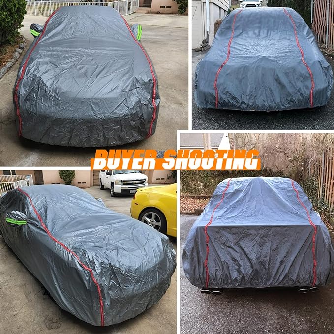 Breathable New Material, Waterproof Car Cover, Locks and Zipper Doors, Sunscreen Waterproof UV Prevention Snowproof Wind and Windproof,Suitable for Indoor Outdoor,for Sedan (205" to 216") C5