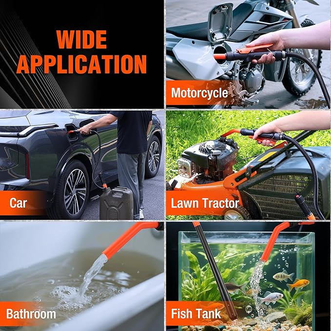 Valuemax Fuel Transfer Pump, 2.2 GPM Battery Powered Siphon Pump for Gasoline, Diesel, Kerosene, Antifreeze, Water, Light Oil & Non-Corrosive Liquids, Includes 6 AA Batteries & 33.5" Hose