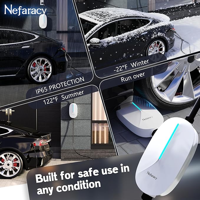 Level 1/2 EV Charger for with Tesla 16A Amp 110V-240V Portable Mobile EV Charger with 20FT Cable, NEMA 6-20 & NEMA 5-15 Plug, Home Electric Vehicle Charging Station for with Tesla Models Y/X/3/S