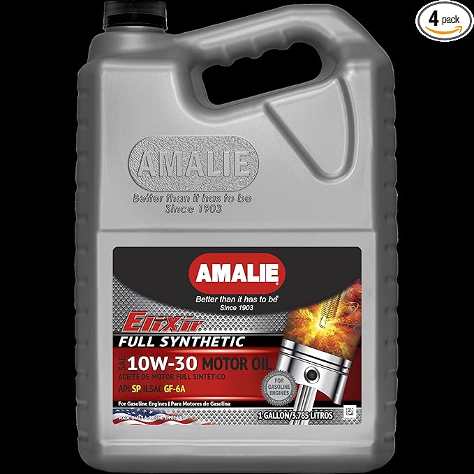 AMALIE Elixir Full Synthetic 10W-30 Motor Oil (160-75777-36) 1 Gallon Bottle, Pack of 4 | Made in USA