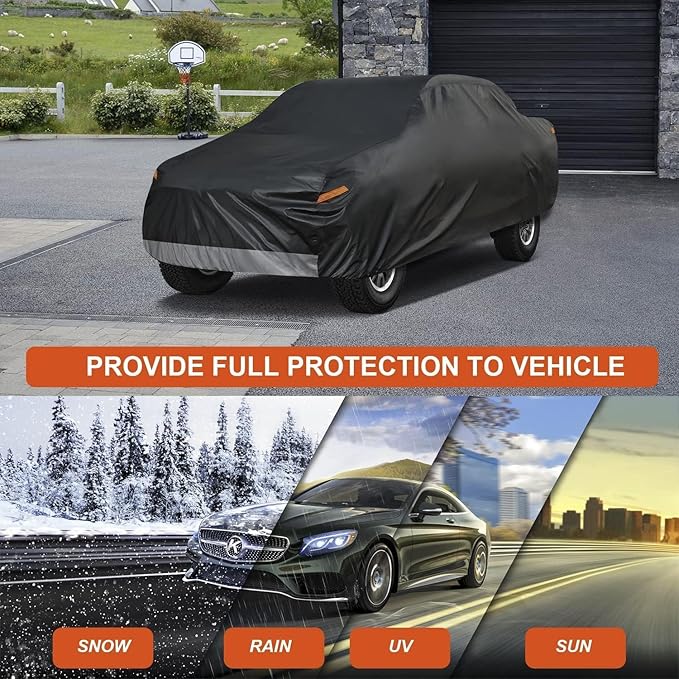 Kayme Full Size Truck Cover Waterproof All Weather, Heavy Duty Outdoor Pickup Cover Universal Fit Chevy Silverado GMC Sierra 2500HD 3500HD Ford F250 F350 RAM 2500 3500 (Up to 262 inch) XXXL.Black