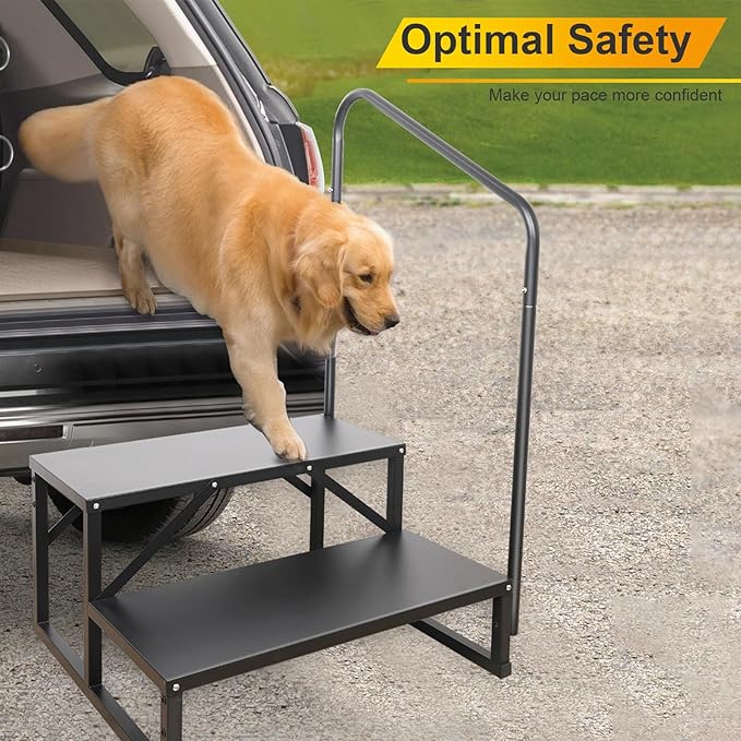 RV Steps with Handrail, Hot Tub 2 Steps with Handrail, Portable Stairs Steps for 5th Wheel RV, Mobile Home Stairs Outdoor RV Step Ladder for Camper and Porch with Non Slip Assist Handrail