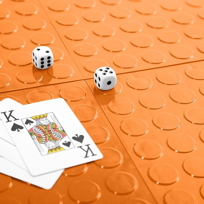 IncStores FlooringInc's Nitro 12"x12" Snap-Together Garage Flooring Tiles, Non-Slip Interlocking Plastic Floor Mat, Garage Organization & Storage, Coin Pattern, Harley Orange, 52 Tiles, 52 Sq/Ft