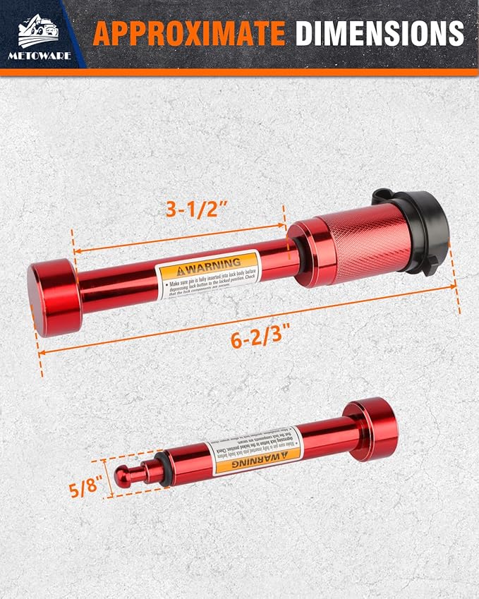 METOWARE Trailer Hitch Lock, Tailer Receiver Lock Fits Class III/IV, 2", 2-1/2" Hitch Receiver with 5/8" Dia Pin and 8 Rattle Rubber O-Rings, for Trailer, Truck, Car, Boat (Red)