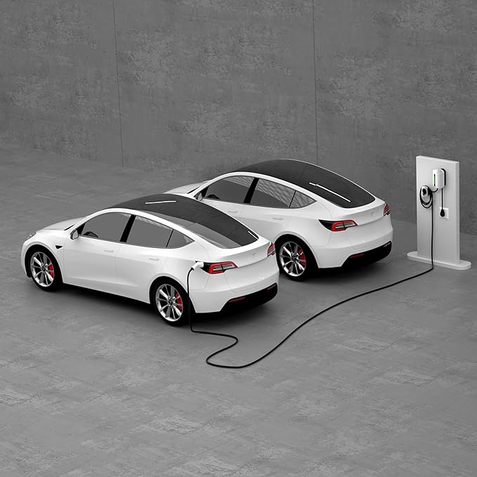 QPQ Level 2 EV Charger, 40Amp 240V Hardwired EV Fast Charge Station, Wall Charger Electric Vehicle Charging Stations with NEMA 14-50 25FT Cable FCC/UL/ROHS for J1772 EV Charger for Home