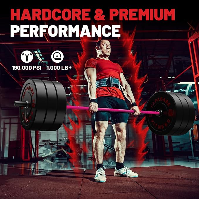 PAPABABE Olympic Barbell, 2-inch 45lb/35lb Weight Bar for Strength Training. 6.5ft/7ft Olympic Bar, 1000lb Plus Capacity, Chrome/Zinc Plating, knurled Grip for Bench Press Deadlift Squat