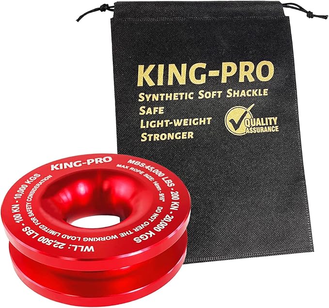 KING-PRO Snatch Recovery Ring, 45000 lbs Winch Snatch Block Pulley Towing Ring, for ATV UTV SUV Truck Off-Road Vehicle Towing Soft Shackle Recovery（Red）