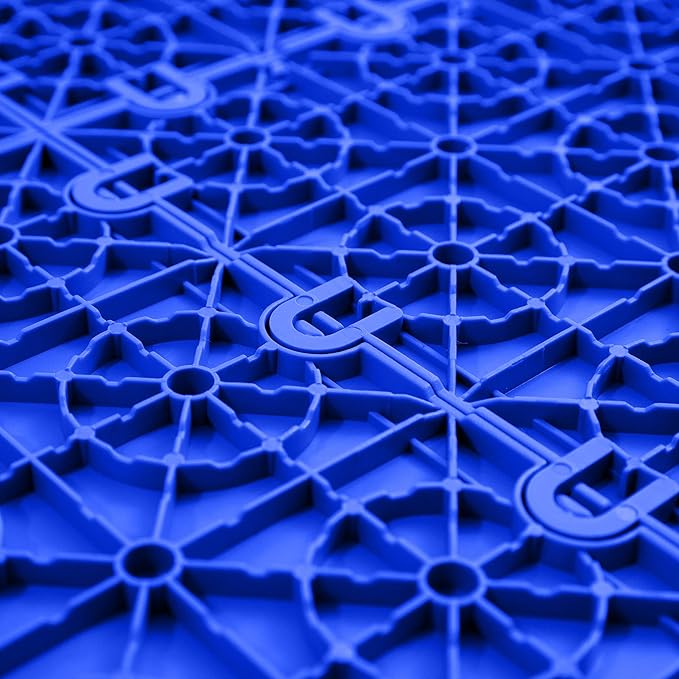 IncStores FlooringInc's Nitro 12"x12" Snap-Together Garage Flooring Tiles, Non-Slip Interlocking Plastic Floor Mat, Garage Organization & Storage, Coin Pattern, Shelby Blue, 52 Tiles, 52 Sq/Ft