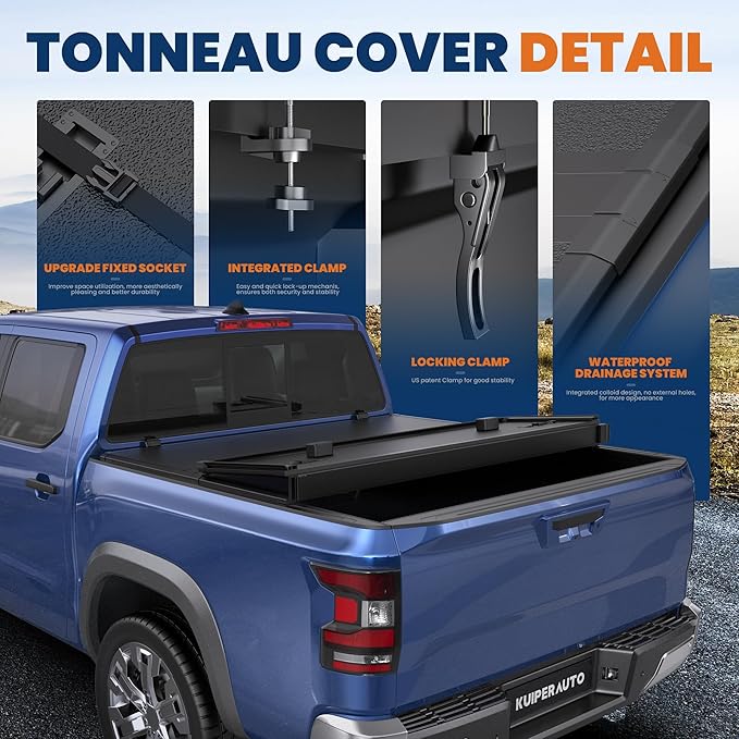 Fiberglass Tri Hard Compatible for 2005-2025 Nissan Frontier Tonneau Cover Truck Bed Cover | 5 FT Fleetside Bed On Top 60 inch
