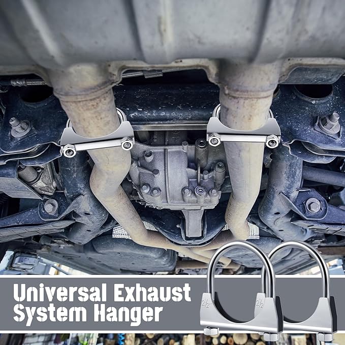 12 Pcs 2-1/2" Exhaust Clamp Heavy Duty U-bolt Exhaust Clamp - Saddle Design Muffler Pipe Connector, Tip Hook Clip, Galvanized Iron, Fits 2-1/2" Od Pipes