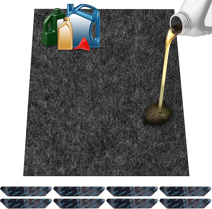 ToLanbbt Garage Floor Mat 60" x 36" - Oil Spill Mat for Under Car Driveway Oil Drip Pad with 8P Tapes, Waterproof Backing, Leak Absorbent, Reusable, Washable, Protect Garage Floor (1P, Dark Gray)