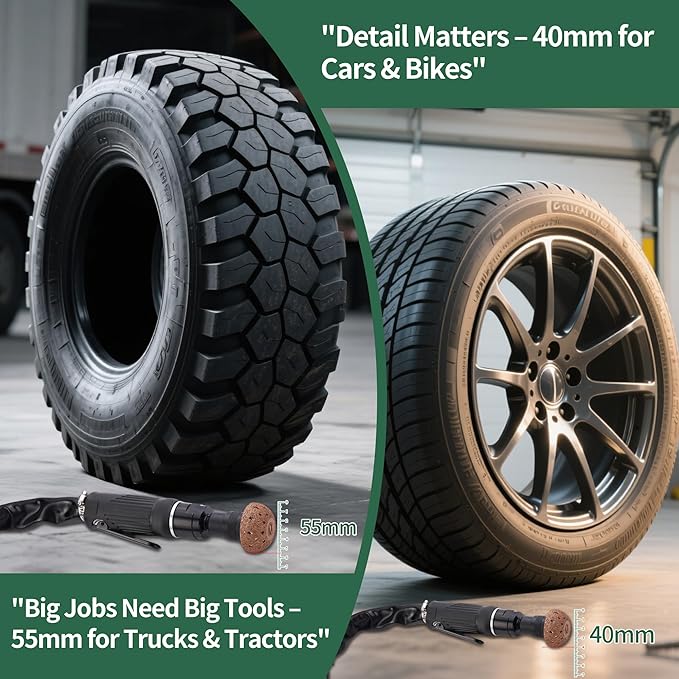 Low Speed Air Tire Buffer, Tire Buffer Full Kit Repair Polish Patch Tools with Tungsten Steel 42 mm 55mm Grinder Heads, Inner Liner Wheel Tire Polish Tire Buffing Scrapper Roller