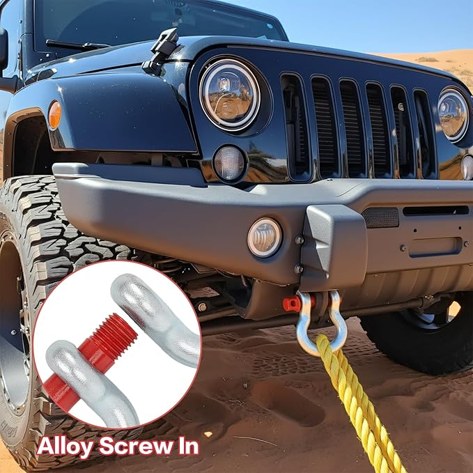 4 Pack 1" Anchor Shackle, D Ring Anchor Shackles Alloy Steel, Load Limit 8.5 Tons (17,000 lbs) with Alloy Screw Pin, Heavy Duty Clevis Bow Shackle for Towing, Rigging, Vehicle Recovery