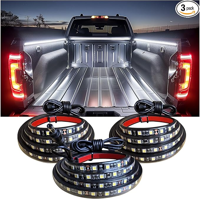 Truck Bed Lights LED Strip 3Pcs 60Inch, Cool Pickup Truck Bed Accessories Kit, Waterproof 12V 270 LED Lighting Strip for Pickup Camper Van SUV RV Boat