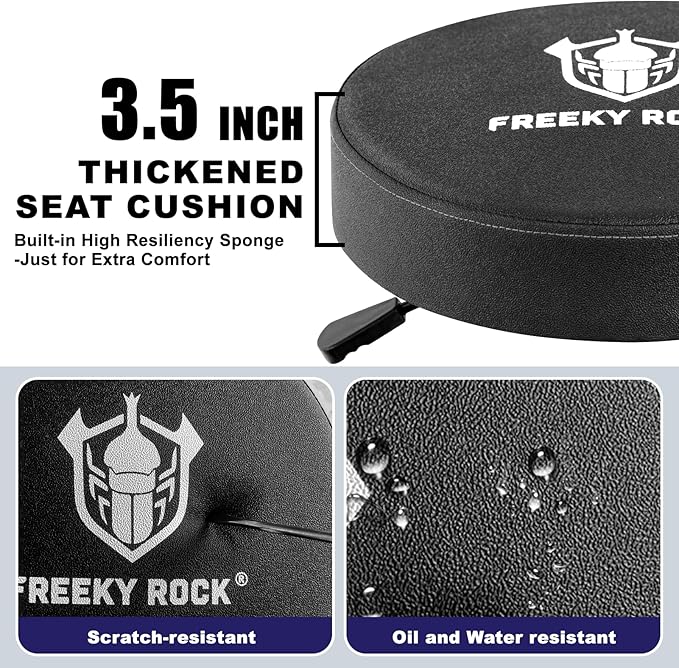 Rolling Shop Stool with Wheels, Heavy Duty Garage Work Mechanic Stool with Backrest, Adjustable Height 360°Swivel Rolling Chair with Tool Tray Storage, 330 LBS Capacity, Black