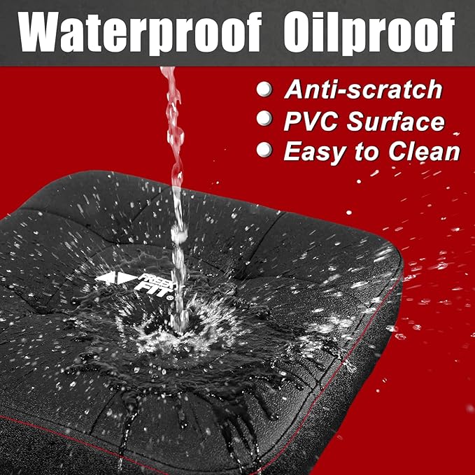 Adjustable Shop Stool,Garage Mechanic Stool Chair,Work Seat for Workshop, Adjustable Height, 360° Swivel Padded Square Seat,Tool Storage, 350 LBS Capacity, Heavy Duty, Red