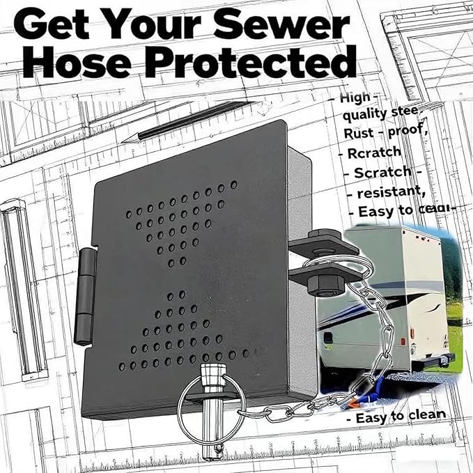 2 Pack RV Bumper End Cap, Premium Steel RV Bumper Cap, Fits Standard 4-Inch Square Camper Bumpers, No-Insect Vent Holes, Secure Sewer Hose Storage, Travel Trailer Must-Have