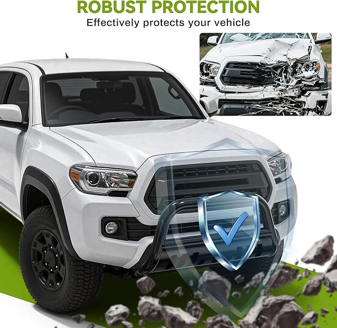 AUTOSAVER88 Bull Bar Compatible for Ford 2004-2023 F150 F-150, Brush Push Front Bumper Grill w/Black HD Heavy Duty 3" Tube, Grille Guard with Skid Plate