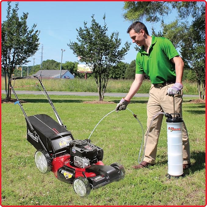 LUMAX LX-1314 Gold/Silver Manual/Pneumatic 2-in-1 Fluid Extractor (2.6G 10L Capacity). Suitable for Brake Fluid, Engine Oil, Gear Oil, Transmission Fluid, Water, etc.