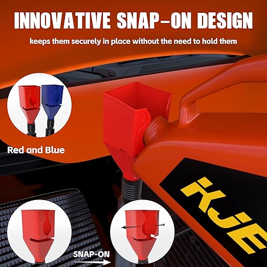 KJE 19 Pcs Automotive Funnel Set, Spout Replacements, Plastic Wide Mouth Transmission Funnels, Flexible Oil Funnel Kit for Automotive Use