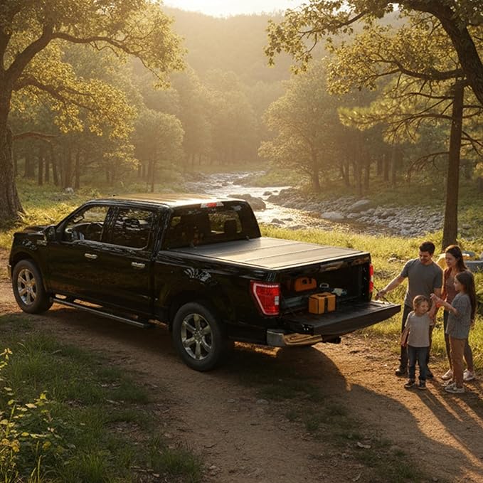 Kikito Flip-Up Tonneau Cover for 2015-2025 Ford F-150 with 5.5ft Bed (67") | FRP Hard Folding Truck Bed Cover | No-Drill | 100% Bed Access